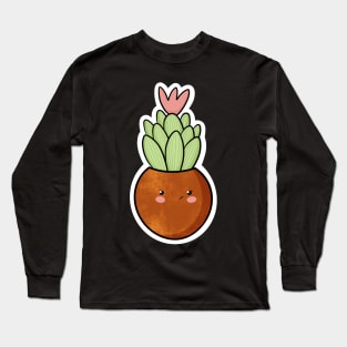 Cute kawaii cactus sticker Long Sleeve T-Shirt